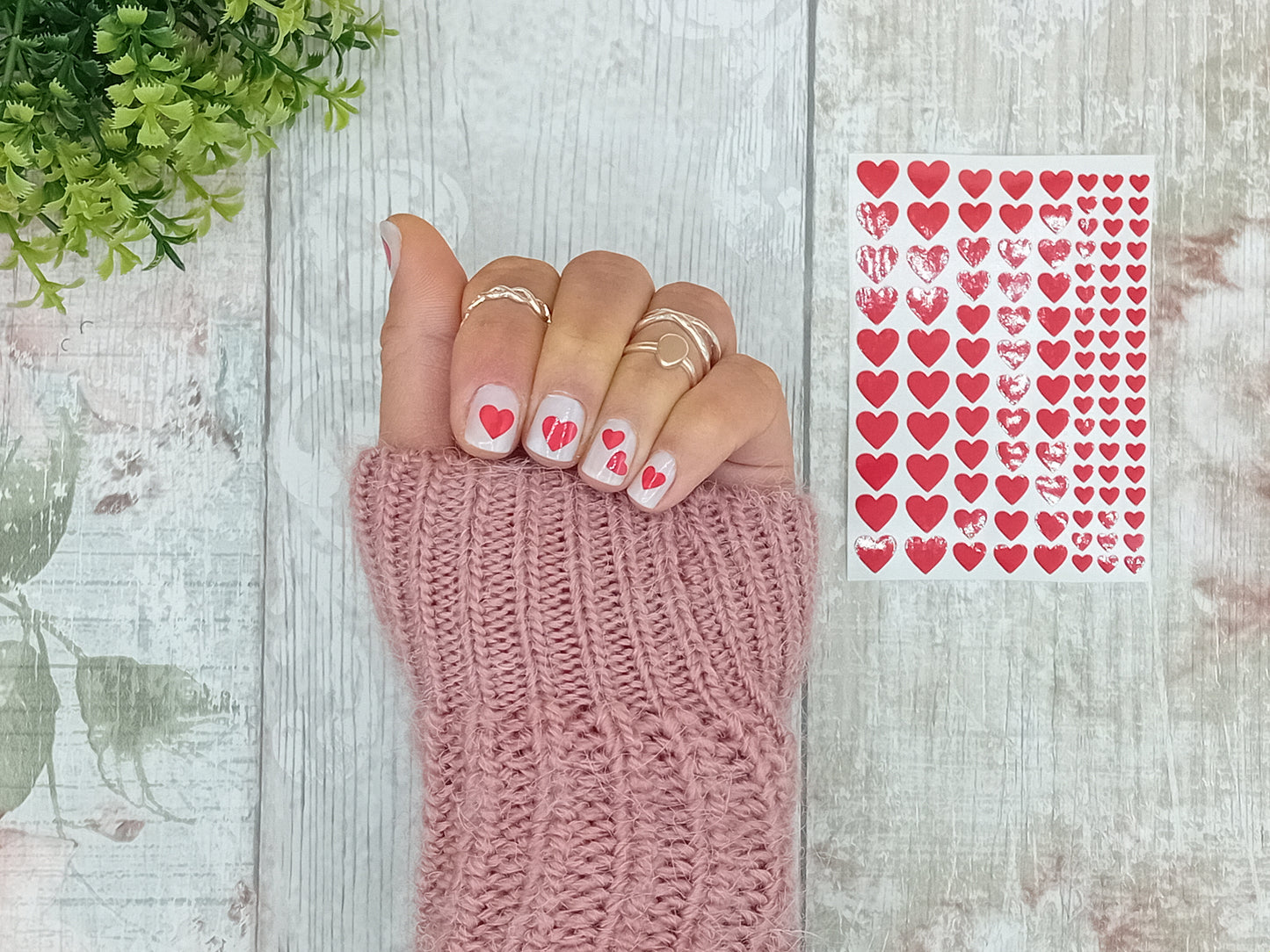 Love Heart Sheet of Cute Nail Stickers Self Adhesive